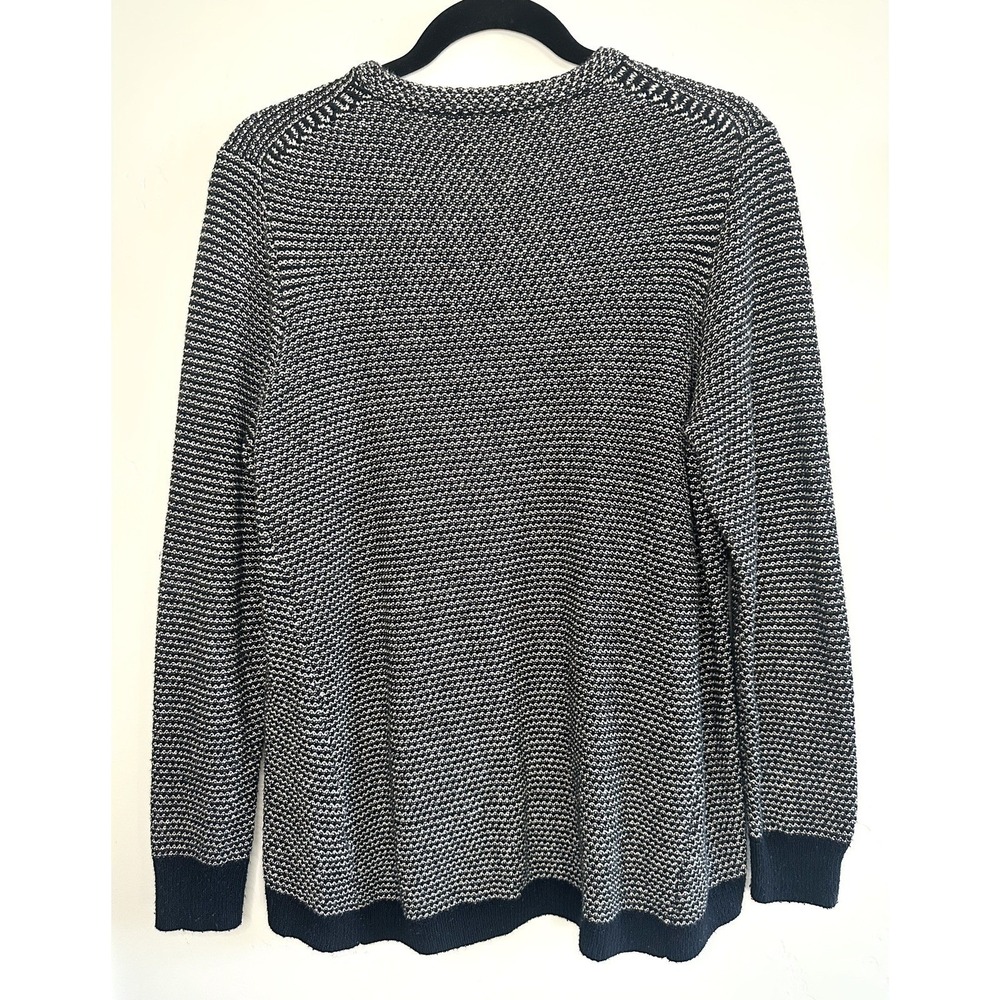 Madewell Size L Women's Pullover Striped Black‎ White Textured Knit Long Sleeve - Picture 2 of 11